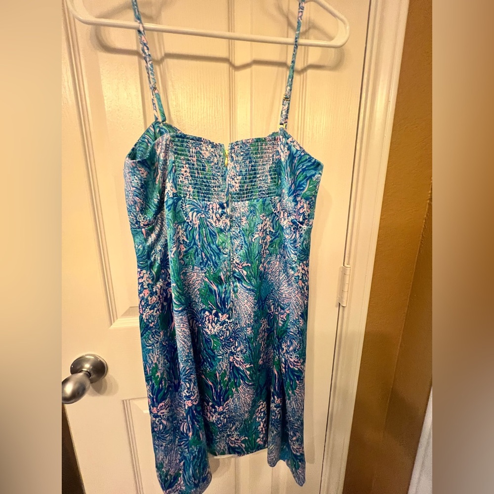 NWT Lilly Pulitzer Slip Dress in Las Olas Aqua Strong Current Sea Eng, size 4 - Picture 6 of 9